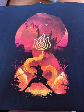 Stylized Fire Avatar Silhouette Art Print - Black T-Shirt
